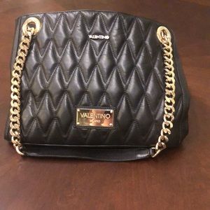 Valentino Luisa black leather quilted purse bag